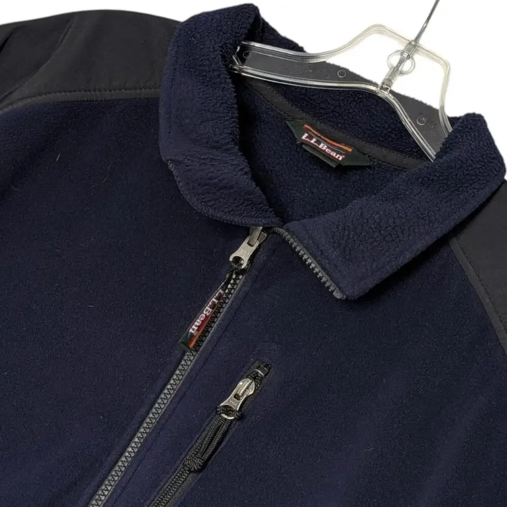 LL Bean Jacket Mens Extra Large Navy Polartec Wind Pro Fleece Full Zip Pockets